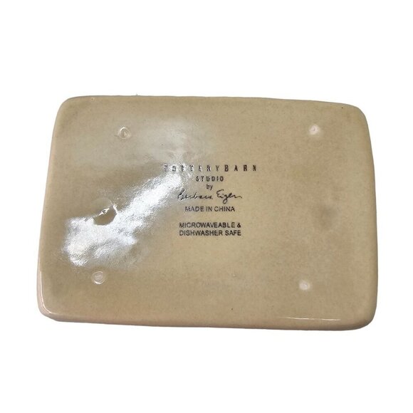 Pottery Barn Studio Barbara Eigen Handmade Ceramic Soap Dish Trinket Dish Beige - Picture 4 of 6